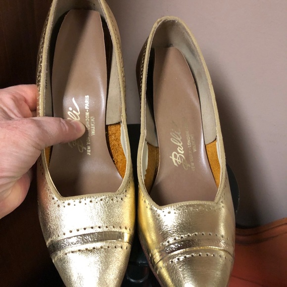 Vintage 1960's shoes Balli heels gold rockabilly with original box Size 6.5 - Picture 15 of 15